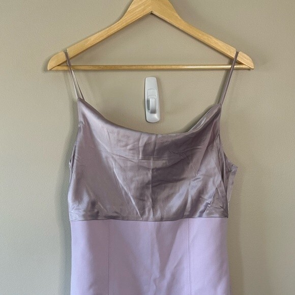 Cinq a Sept Karina Cowl Neckline Silk Satin Mini Dress in Lilac Size 10 - Picture 3 of 11